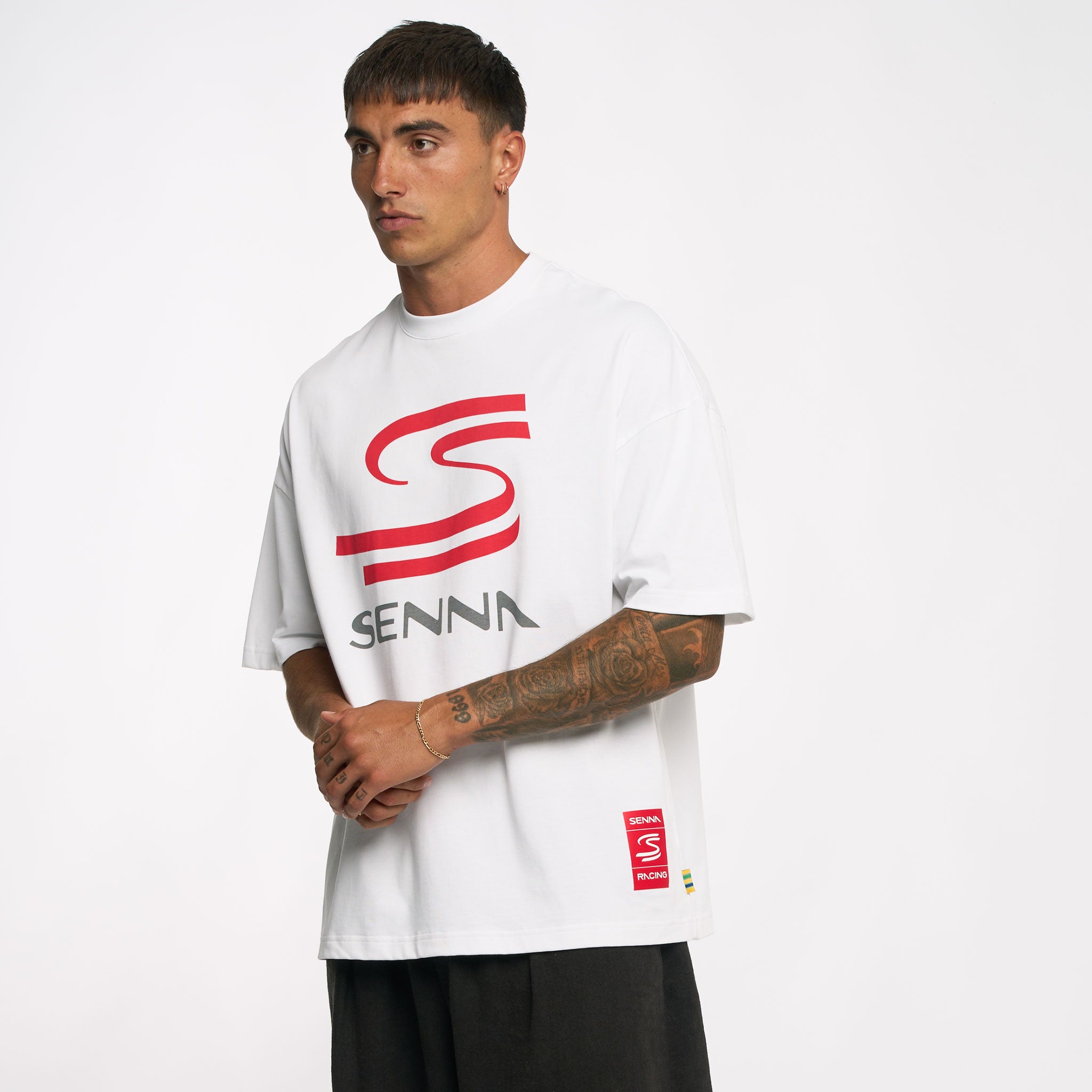 Ayrton Senna Unisex Oversized Graphic T-Shirt - White - Imagen 6