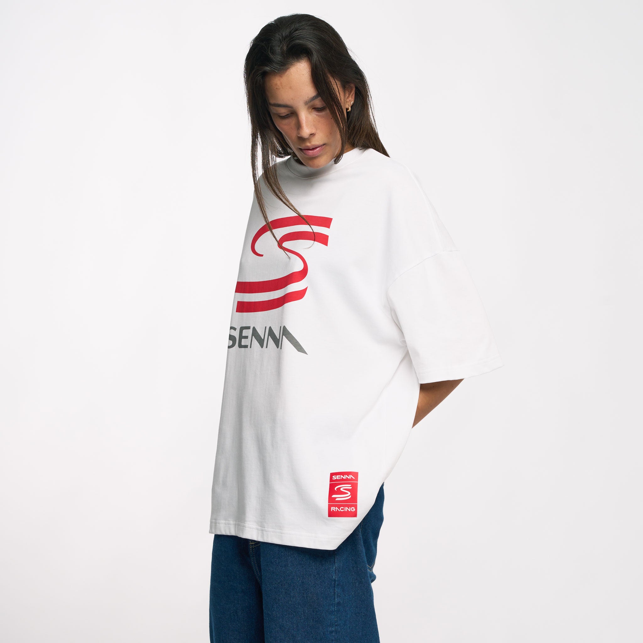 Ayrton Senna Unisex Oversized Graphic T-Shirt - White - Imagen 2