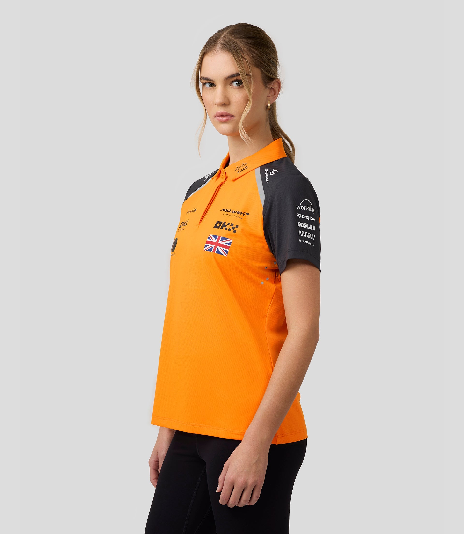 Official Womens McLaren Formula 1 Team Polo Shirt Lando Norris - Papaya/Phantom - Imagen 3