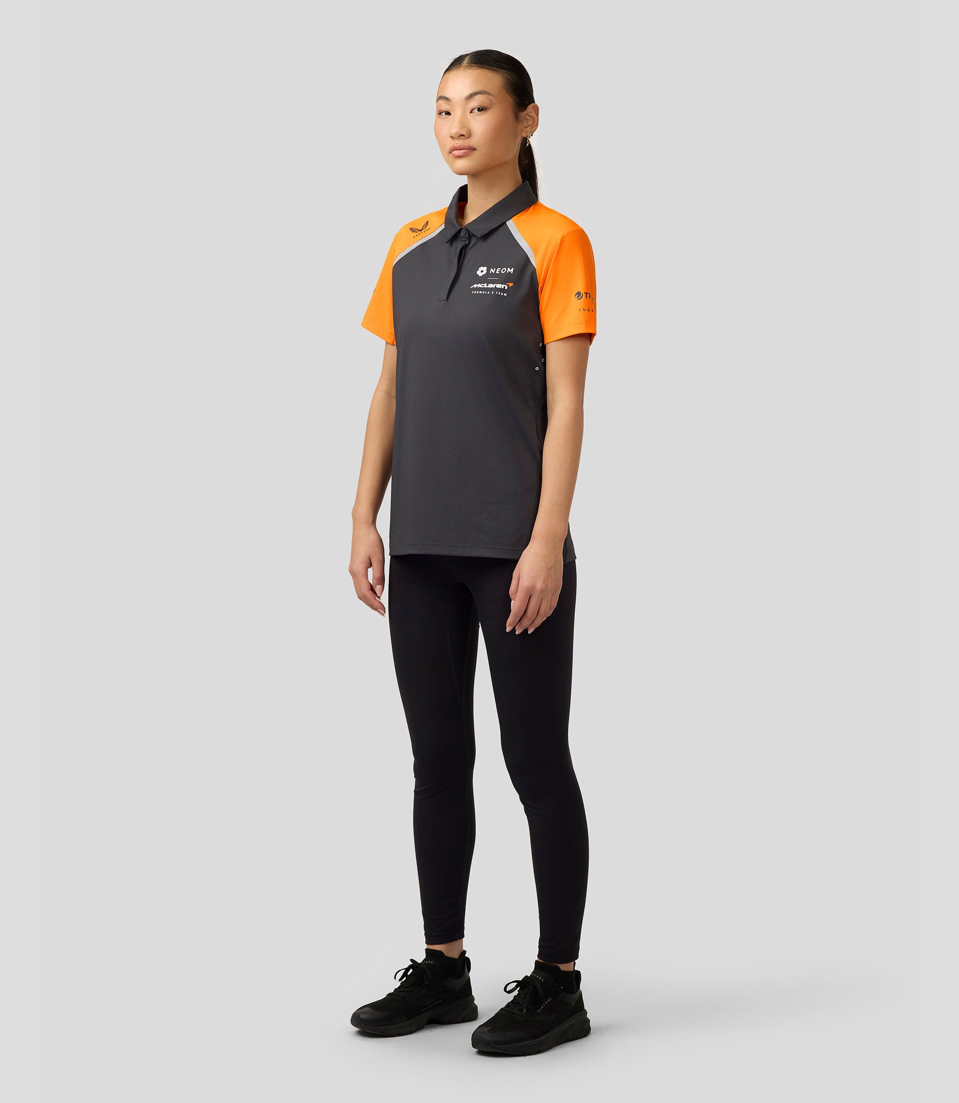 Official Womens McLaren Formula E Team Polo Shirt - Phantom/Papaya - Imagen 4