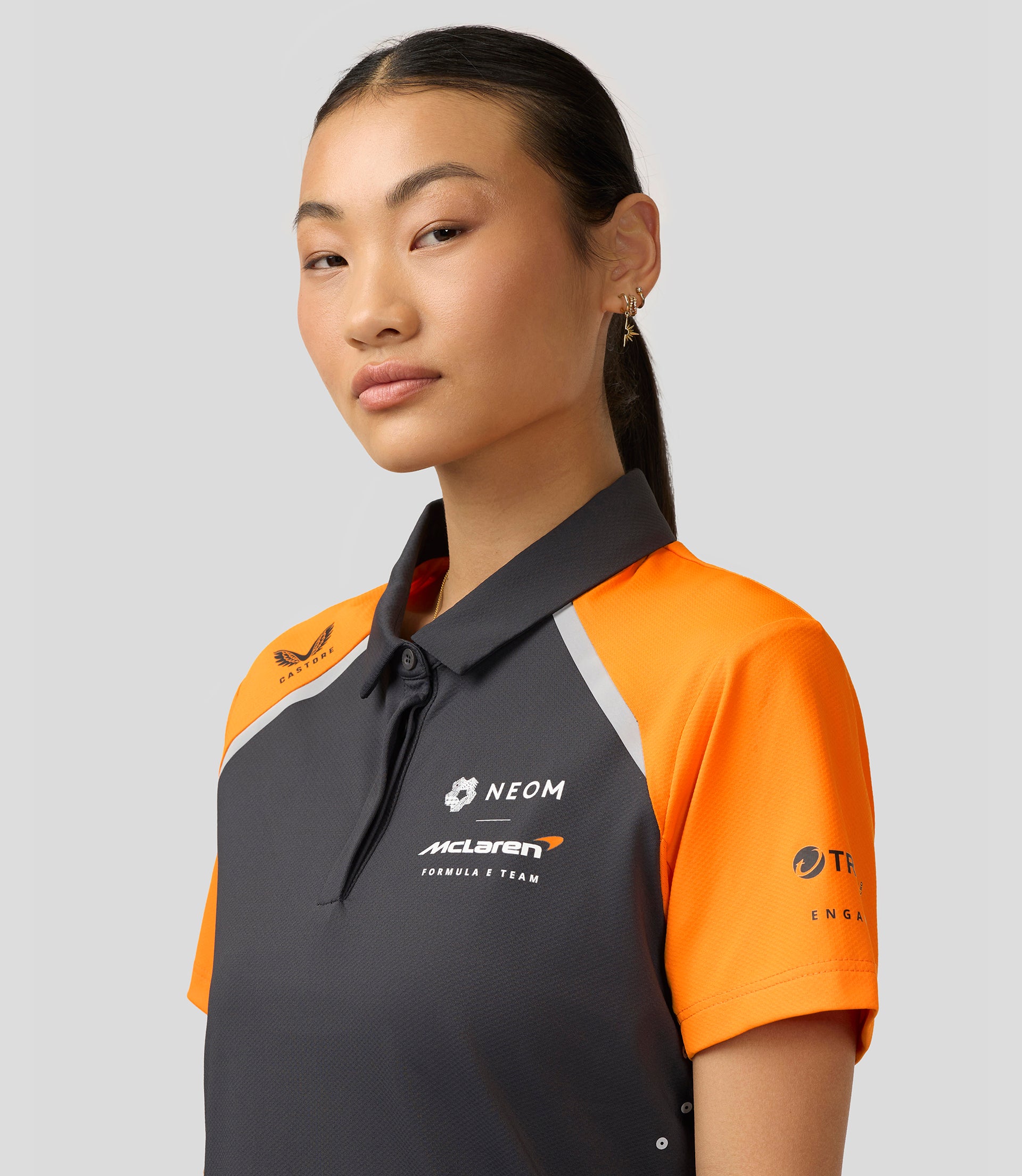 Official Womens McLaren Formula E Team Polo Shirt - Phantom/Papaya - Imagen 3