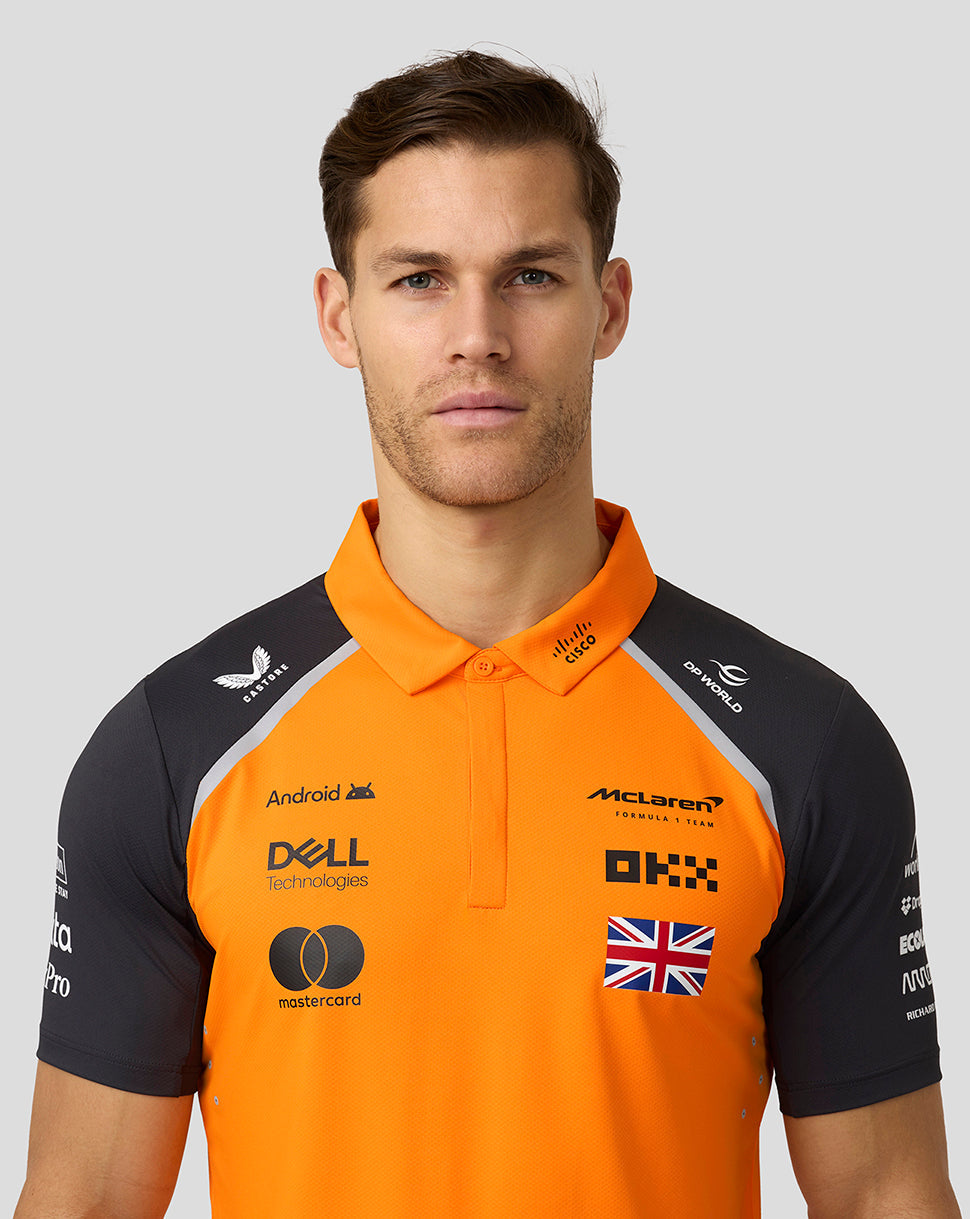 Official Mens McLaren Formula 1 Team Lando Norris Polo Shirt - Papaya/Phantom - Imagen 3