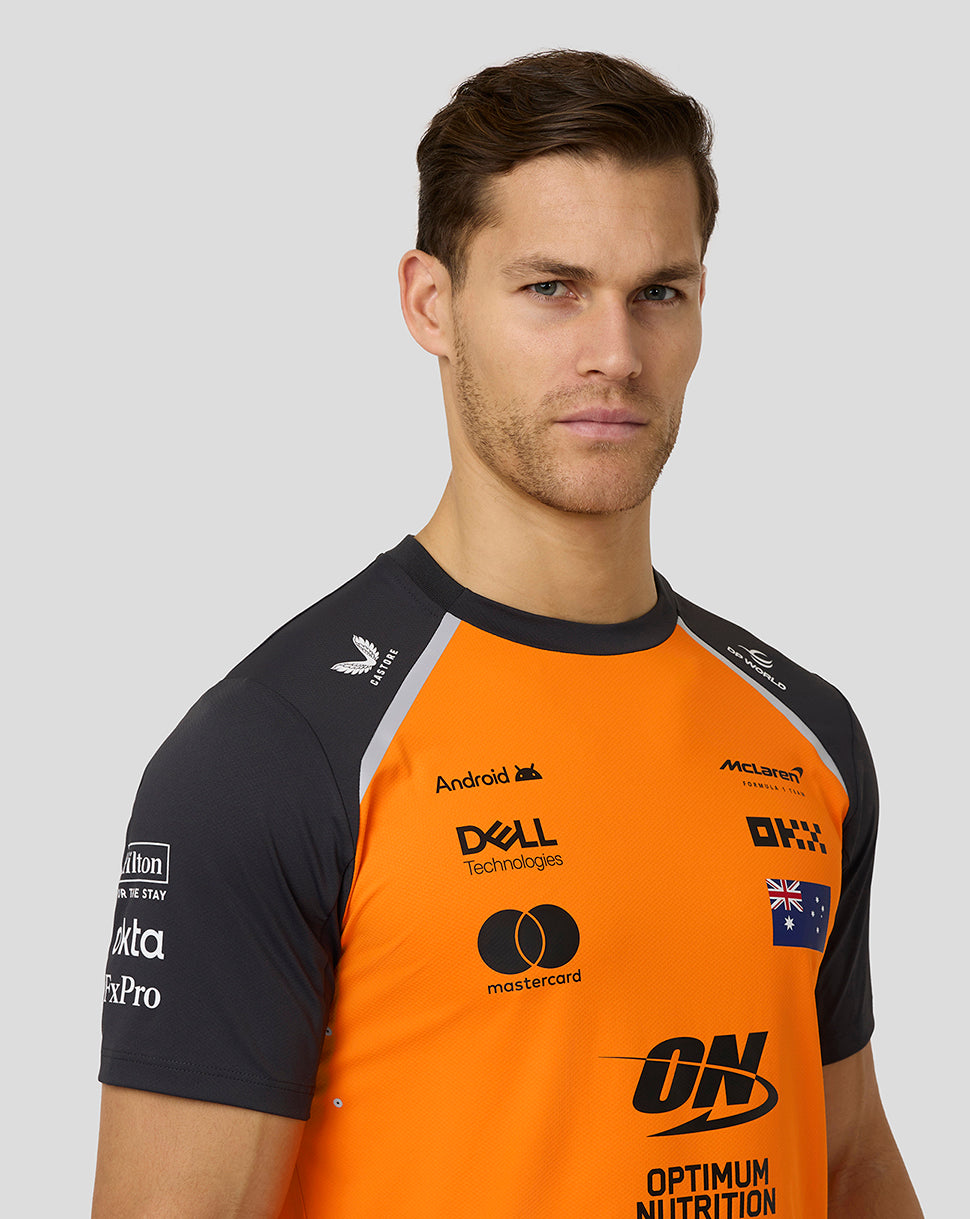 Official Mens McLaren Formula 1 Team Oscar Piastri Set Up T-Shirt - Papaya/Phantom - Imagen 2