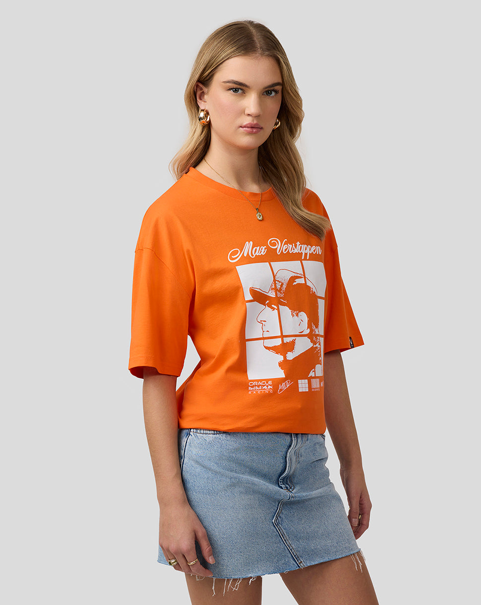 Oracle Red Bull Racing Unisex Max Verstappen Puzzle T-Shirt - Exotic Orange - Imagen 5