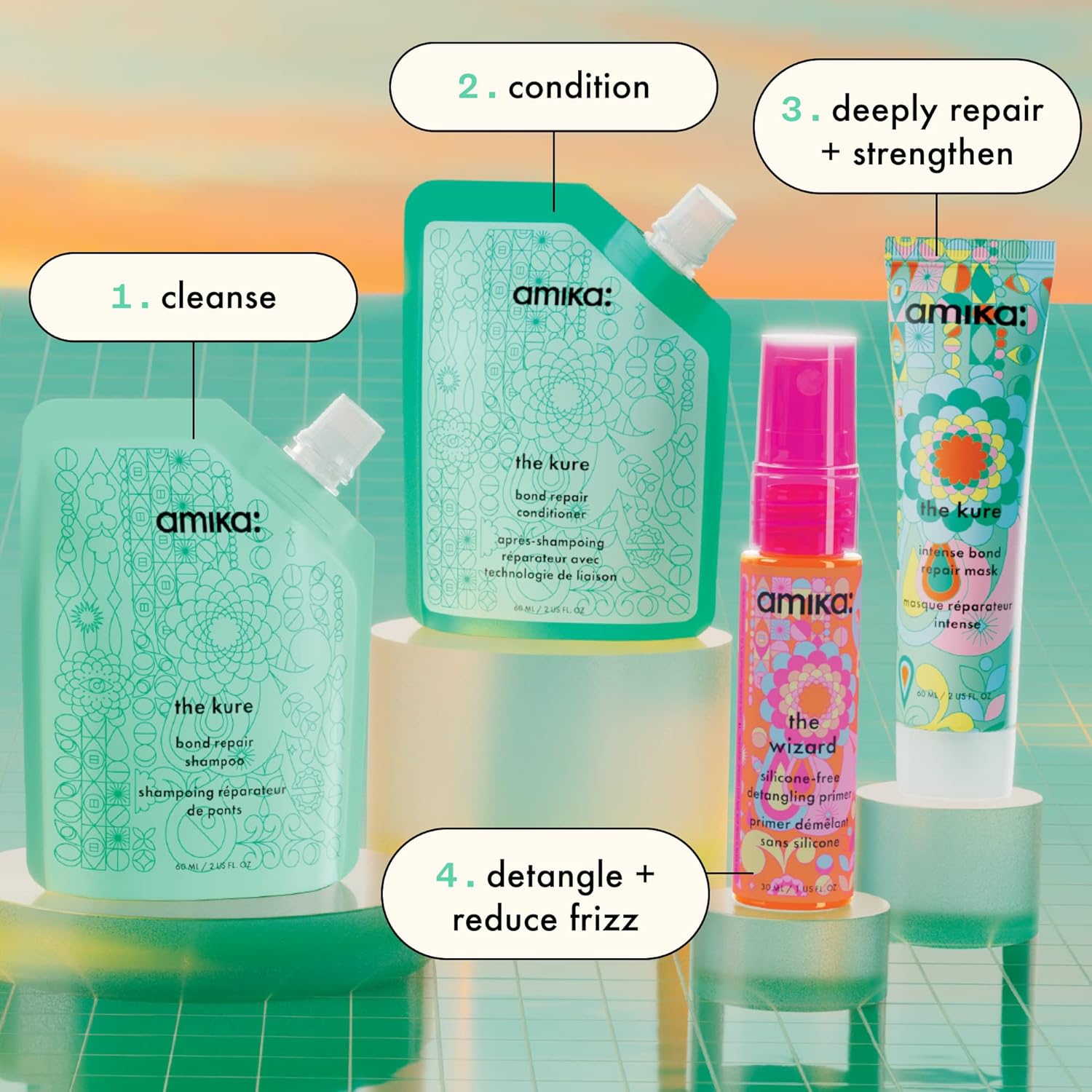 Amika Hair Routine Set amika Rescue Team w/ Shampoo, Conditioner - Imagen 3