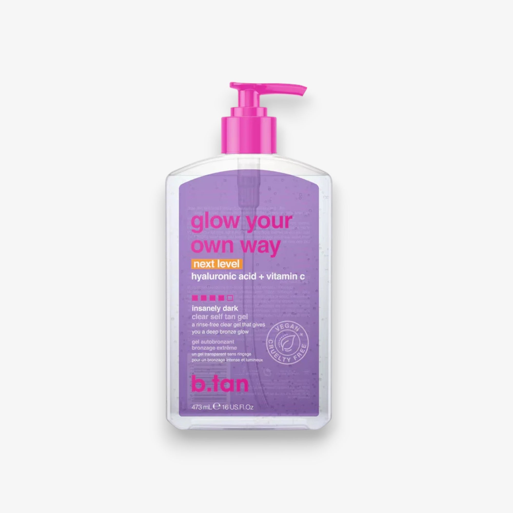 B.tan Glow Your Own Way Next Level Insanely Dark Clear Self Tan Gel 16.0 oz