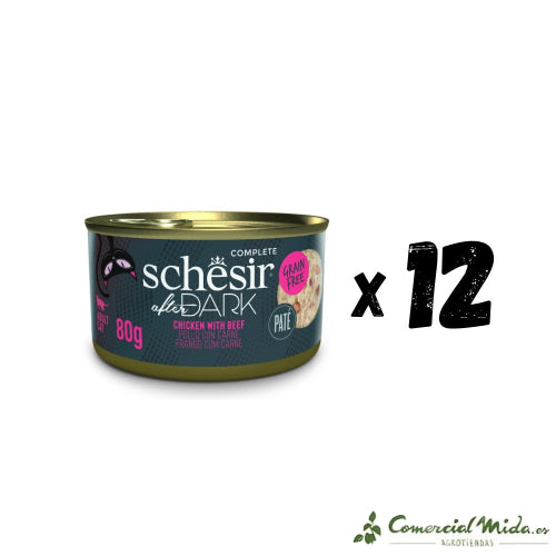 SCHESIR GATO AFTER DARK Pollo con Ternera en Pate Pack 12x80gr