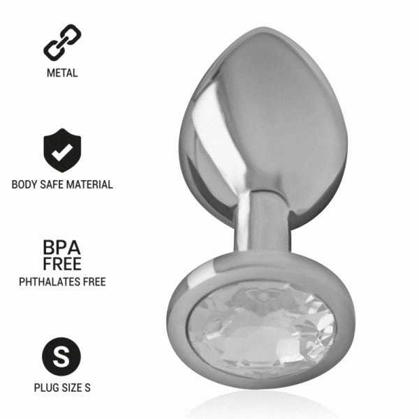 PLUG ANAL METAL ALUMINIO CON CRISTAL PLATA TALLA S - Imagen 2