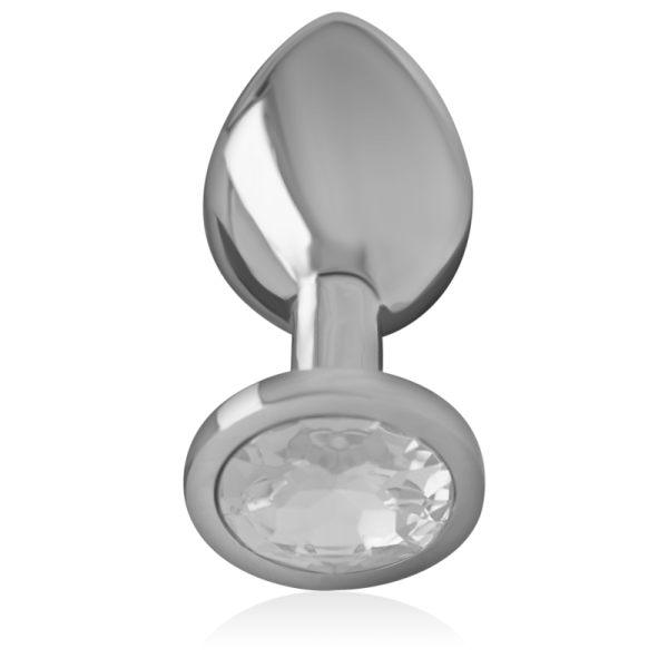 PLUG ANAL METAL ALUMINIO CON CRISTAL PLATA TALLA M