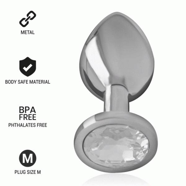 PLUG ANAL METAL ALUMINIO CON CRISTAL PLATA TALLA M - Imagen 2