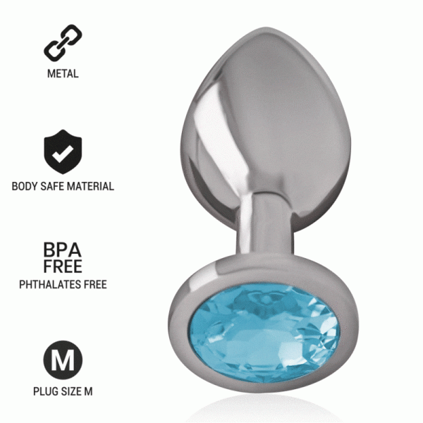 PLUG ANAL METAL ALUMINIO CON CRISTAL AZUL TALLA M - Imagen 2