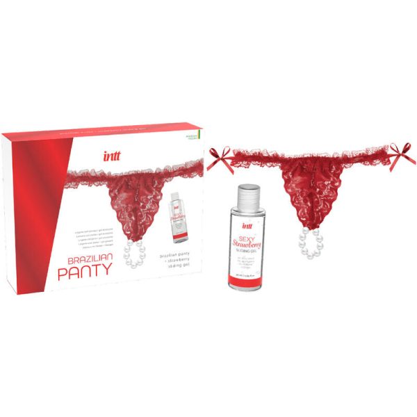 INTT RELEASES - PANTY BRASILEÑO ROJA CON PERLAS Y GEL LUBRICANTE 50 ML - Imagen 2