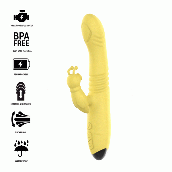 INTENSE - TOKY VIBRADOR MULTIFUNCIÓN RECARGABLE UP & DOWN CON ESTIMULADOR DE CLITORIS AMARILLO - Imagen 2