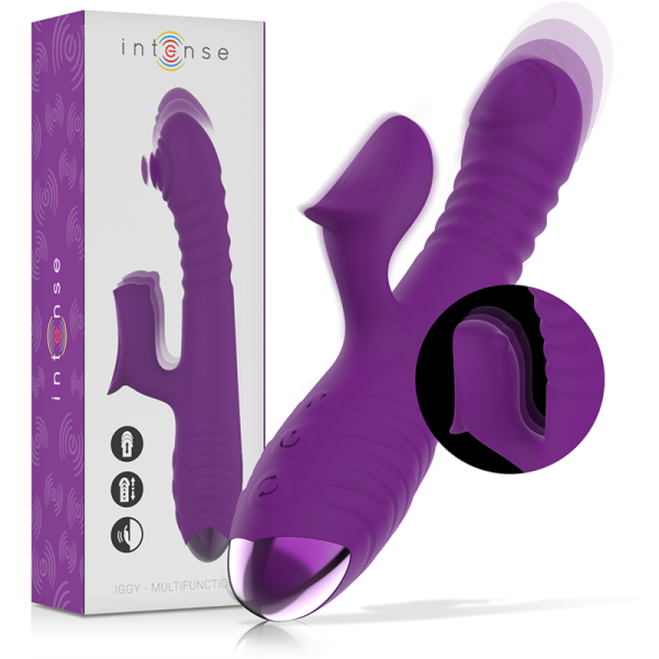 INTENSE - IGGY VIBRADOR MULTIFUNCIÓN RECARGABLE UP & DOWN CON ESTIMULADOR DE CLITORIS MORADO - Imagen 2