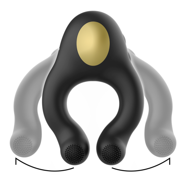 ANILLO VIBRADOR SILICONA 3 MOTORES RECARGABLE NEGRO - DORADO - Imagen 2