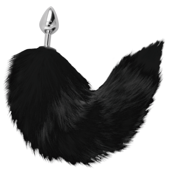 PLUG ANAL SILVER 8 CM CON COLA NEGRO - Imagen 2