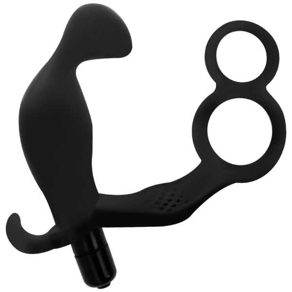 PLUG ANAL CON ANILLA DOBLE PENE Y TESTICULOS NEGRO - Imagen 2