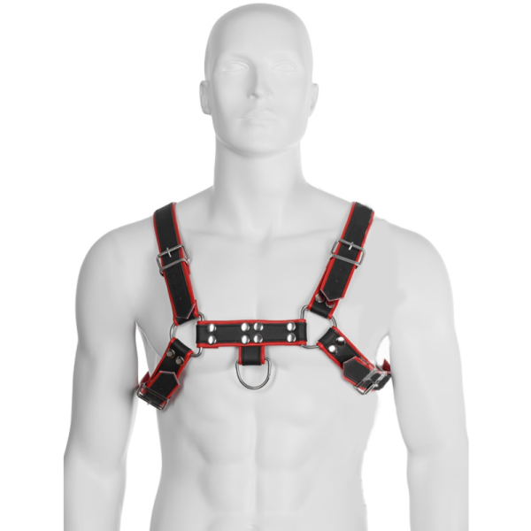 LEATHER BODY - CHAIN HARNESS III BLACK / RED - Imagen 2